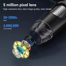 7-Inch IPS High-Definition Digital Microscope, 1080P Coin, Plant, Rock, And Mobile Phone Repair Microscope - 1200X - View 6