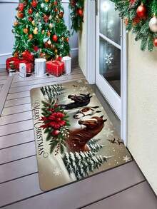 Capacho de porta com tema de cavalo de Natal Love Etiquette, 1/2 unidades - Tapete de nylon lavável à máquina, adequado para entrada de família, perfeito para decoração de festivais, decoração de Natal, cozinha, sala de estar, quarto, tapete de lavanderia - Multicolorido - Ver 6