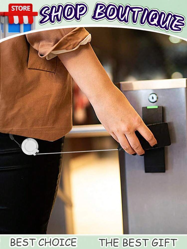 户外自动拉链战术钥匙扣，多功能扣环徽章吊坠，战术身份徽章卷轴，配备 23.6 英寸钢制伸缩绳，男女皆宜，防盗多功能工具步枪徽章夹，适用于露营、钓鱼、狩猎和高尔夫活动。 - 彩色 - 查看 4