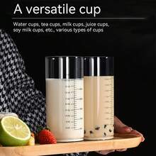 1个多功能玻璃量杯，耐热彩色刻度杯，适用于咖啡、奶茶、早餐、果汁，带有盎司和毫升刻度。 - 彩色 - 查看 6