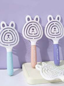 1 perie de păr pufoasă, în formă de urs, cu scobitură, pentru coafat, păr neted, gratuită, pentru femei