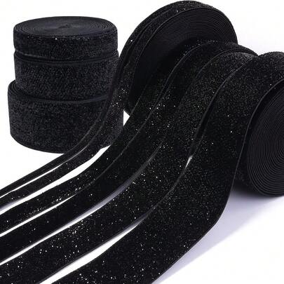 5/10 Yds/Roll Black Single-Sided Velvet Shiny Ribbon, DIY Craft Supplies, Gift Wrapping, Hair Accessories, Clothing Trims, Holiday Party Decor, 10 Yards/Roll