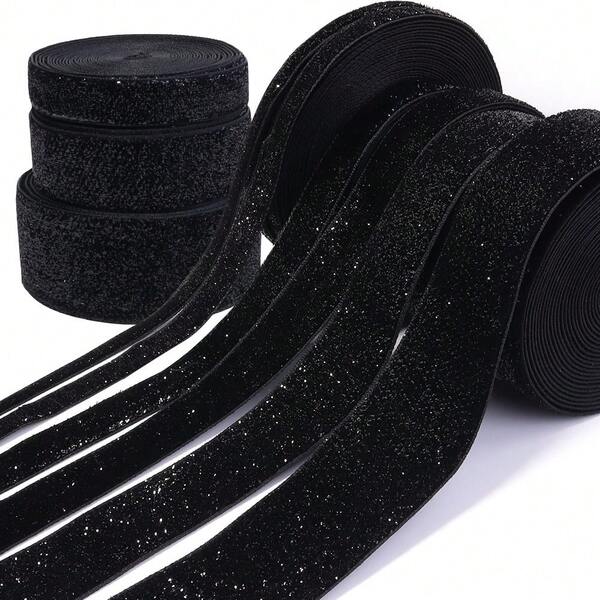 5/10 Yds/Roll Black Single-Sided Velvet Shiny Ribbon, DIY Craft Supplies, Gift Wrapping, Hair Accessories, Clothing Trims, Holiday Party Decor, 10 Yards/Roll