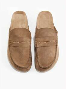 New Autumn Fashion Slippers, Suede Loafer Mule Shoes,Flats - Khaki - View 2