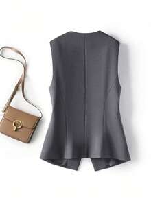 Einfarbige Knopf-Weste Anzugjacke, Urlaub