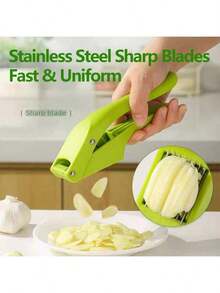 2-In-1 Kitchen Garlic Press, Garlic Slicer, Garlic Mincer, Manual Garlic Press, Garlic Crusher, Multi-Function Garlic Press & Slicer, Manual Garlic Masher, Suitable For Making Garlic Paste, Garlic Slices, Ginger Slices, Ginger Paste