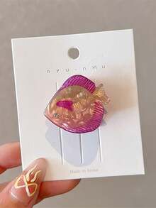 1pc Cartoon Ocean Series Mini Hair Claws, Cute Hair Clips For Girls, School Stuff