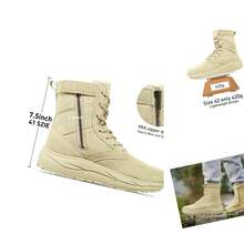 Unisex Adult Leather Tactical Boots With Rubber Sole, Side Zipper, Lightweight For Outdoor Hiking - Multicolor - View 1