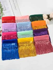 Mới Lưới Nhiều Màu Sequin Tua Rua Viền Ren May Vải Tự Làm Trang Phục Biểu Diễn Sân Khấu & Phụ Kiện Trang Trí Rèm Cửa, Chiều Rộng: 19cm - nhiều màu - Xem 13