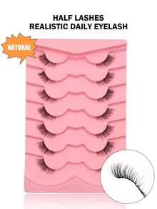 7 Pairs Transparent Stem False Eyelashes Natural Corner Lashes, Half Eye Eye Tail Extended Soft And Comfortable Novice Daily Date Party Eyelashes