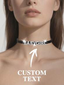 1pc Customized Gothic Letter Choker Necklace For Women, Black Soft Collar Necklace For Party, DIY Personalized Name Necklace Gift