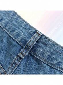 Men's Y2K Denim Shorts. Loose Hip-Hop Workwear Denim Shorts With Clear Colors, Classic And Durable. Suitable For Streetwear And Style. - Màu xanh lam - Xem 8