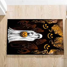 1pc Halloween Pattern Crystal Velvet Rug Doormat, Non-Slip Dirt-Resistant Decorative Entryway Carpet, Washable