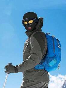 1pc Winter Warm Ski Face Mask, Unisex Windproof FaceCover For Riding,3-Hole Knit Balaclava Hat, Suitable ForSkiing Sports