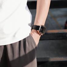 Full Protection Watch Band For Series 10 (46mm/44mm/45mm), Compatible With Series 9/8/7, Luxury Metal Case, Durable Silicone Strap With Metal Buckle, Suitable For Daily Wear, Ideal Gift For Men - Black + Rose Gold - View 4
