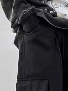 1 件青少年男童百搭宽松户外休闲工装裤，带大口袋 - 黑色 - 查看 6