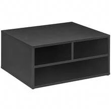 HOMCOM Desktop Printer Stand With Storage, 2-Tier Desk Organizer With 3 Open Compartments For Home Office, Black - Black - View 2
