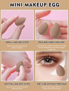 50pcs Makeup Sponge Set | 20 Beauty Eggs + 20 Triangle Makeup Puffs + 10 Five-Finger Powder Puffs | For Foundation, Concealer & Loose Powder | Professional Face Makeup Tools - Coffee Brown - View 11