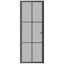 vidaXL Interior Door 29.9"X79.3"  Matt Glass And Aluminum - Black & frost - View 3