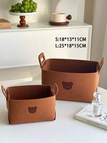 毛毡收纳箱，专为整理爱好者打造，熊主题桌面收纳盒，带多个隔层。让您的工作空间和生活区域保持整洁，非常适合收纳工艺品、科技配件等。极简主义家居装饰的必备之选 - 彩色 - 查看 13