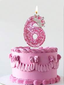 Pale Pink Crystal Crown Numbered 0-9 Birthday Princess Theme Party Cake Decorative Candles