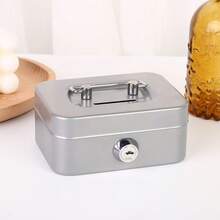 1pc Mini Small Size Secure Metal Cash Storage Box - Money Banks With Key Lock, Top Handle Holder, Adult Piggy Bank, Coin Saver, Cash Register For Daily Office Use, Perfect Halloween, Christmas Gift Idea