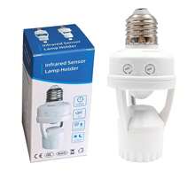 AC85-265V Motion Sensor Lamp Base, E27 Socket With Switch, Conversion Adapter, Infrared Human Body Sensor Light. - White - View 1