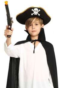 1pc Triangular Pirate Ship Captain Children Skull Hat, Holiday Performance Pirate Hat - Black - View 2