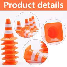 1/7/14/21个交通锥，仿真锥路标路障，小型交通标志锥用于微景观沙盘工程施工路锥模型，生日礼物，派对礼物 - 彩色 - 查看 4