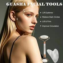 Nuevo set de rodillo y raspador facial Gua Sha - Masajeador facial, de cuello y de ojos para reducir la hinchazón y las arrugas, herramientas de spa para mujeres y hombres, kit de regalo de 4 colores
