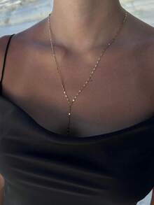 1 件闪亮金色 Y 形项链简约风格锁骨链不锈钢长项链优雅 Y 形项链适合女士宴会、舞会、派对 - Y Necklac - 查看 3