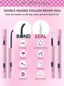 New Upgrade 1pc More Long Lasting Eyelash Extension Bond And Sealant 5ml+5ml For Individual Cluster Lashes Hypoallergenic Waterproof Glue Eyelash Extensions DIY Cluster Lashes Accessories"Product Upgrade" - Baby Pink - View 4