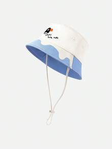 Mũ xô trẻ em chống tia UV in hình hoạt hình - xanh và trắng - Xem 2