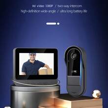 Wireless Video Doorbell, Smart Doorbell High-Definition Camera, 1800 MAh Large-Capacity Battery, Indoor View Outside, Two-Way Intercom, Ultra-Long Battery Life, Automatic Video Recording, Support SD Card Video Storage, Wireless Application - 黑色 - 查看 1
