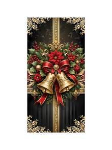 1 peça de pano para pendurar decoração de porta de Natal, cenário para festa de fim de ano, cortina para porta de quarto - Multicolorido - Ver 7