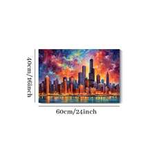 1pc Framed Canvas Poster, Chicago Illinois Skyline Canvas, Modern Chicago Painting, Cityscape Wall Art Canvas Paintings, Ideal Gift For Bedroom Living Room Corridor, Wall Art, Room Decoration, 2D Flat Print - Nhiều màu - Xem 9