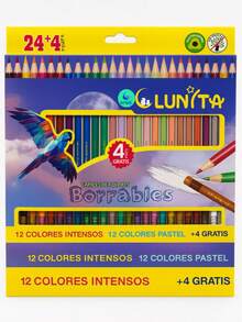 Erasable Color Set, 28 Pieces, Contains 12 Intense Colors, 12 Pastel Colors, 2 Metallic Colors, 2 Graphite Pencils - Rectangle - View 6