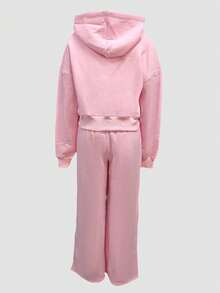 2pcs Set: Casual Versatile Hooded Zip-Up Star Print Sweatshirt Jacket And Drawstring Straight Leg Pants, Thermal Lined, New Autumn/Winter,Winter Clothes For Women,Two Pieces Set Women