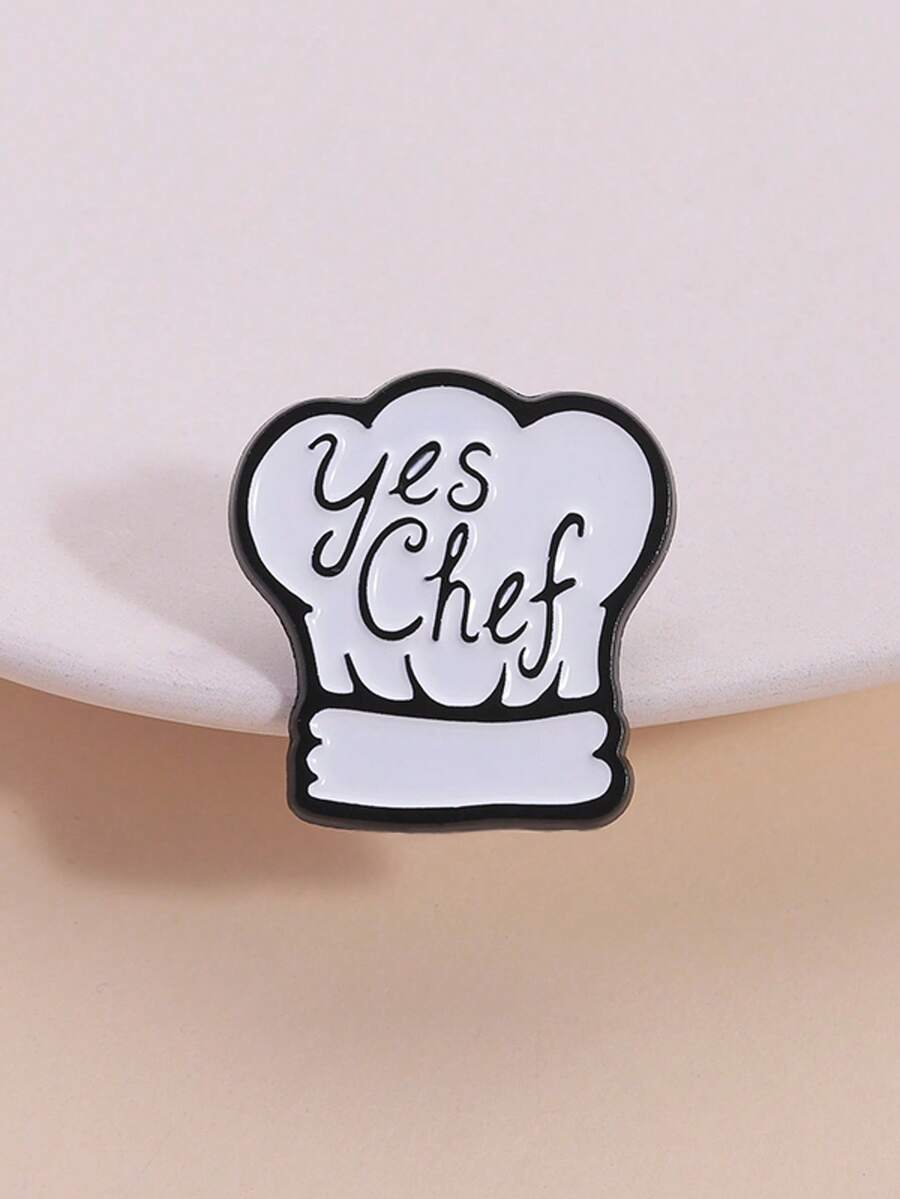 Yes Chef 珐琅别针白色简约卡通流行厨师帽胸针翻领背包徽章喜爱的珠宝礼物送给朋友和厨师 - 白色 - 查看 1