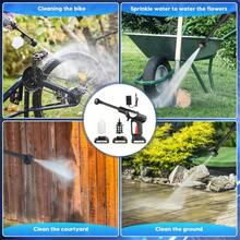 Lavadora de alta presión para puertas, máximo 60 bares 150W, boquilla de seis centésimas, 2 baterías de 24V 7500500mAh, para limpiar suelos en soportes de automóviles