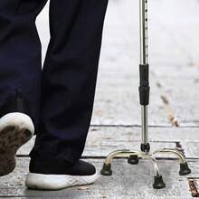 Quad Cane 4 Prong Small Base Feet Walking Stick Mobility Aid Height Adjustable - Silver - View 4