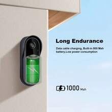 Wireless Video Doorbell, Smart Doorbell High-Definition Camera, 1800 MAh Large-Capacity Battery, Indoor View Outside, Two-Way Intercom, Ultra-Long Battery Life, Automatic Video Recording, Support SD Card Video Storage, Wireless Application - 黑色 - 查看 11