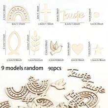 1 Pack Of 180pcs Colorful Wooden Confetti, Rainbow, Fish, Cross, Tree Branch, Dot Designs, Suitable For Baptism, Birth, Communion, Naming Ceremony, Confirmation Tabletop Confetti, Party Favors, Party Decorations
