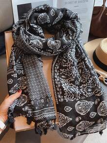 1 pièce Foulard vintage pour femmes, double usage en tant que châle/tour de cou, convient pour les pièces climatisées en été