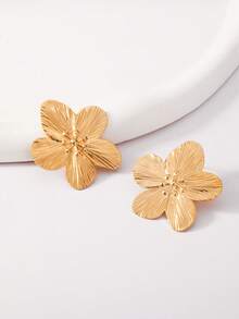 一对复古山茶花耳钉，简约五瓣花朵耳环，新娘首饰，适合婚礼、新年、派对、情人节等场合佩戴 - 彩色 - 查看 3