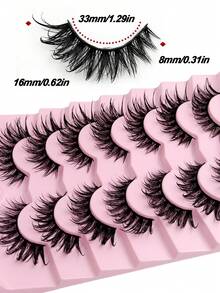 Rikuaild 7 Pairs Wet Look Manga Lash Wispy Curl Lashes Black Band Fake Lash Fairy Cat False Lashes Spiky Tips Dramatic Fake Eyelashes Strip Lashes, Lashes, Eyelashes, Fake Lashes - 漫畫款濕睫毛 - 查看 3