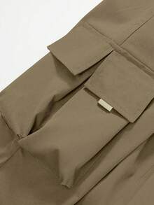 1pc Tween Boys Loose Fit Solid Color Cargo Pants, Suitable For Commuting, School, Casual, Travel - Camel - View 5