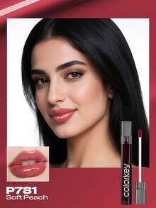 COLORKEY Mirror Gloss Lip Gloss, Glossy And Moisturizing Lip Tint, Non-Sticky And Long-Lasting, Nourishing Lip Care. Liquid Lipstick, Super Hydrating Lip Tint, Caring For Lips, Creating A Refined Lip Makeup. Lipstick, Lip Tint, Lip Gloss, Lip Cosmetics, Lip Plumping Brand Makeup, Suitable For Ladies, Girls, Spring/Summer, Y2K Retro, 90s Makeup, Birthday Gift, Vacation, Party - P781 Soft Peach - 查看 3