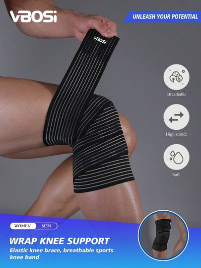 VBOSI 1 pieza Envoltura elástica y transpirable multifuncional para rodilla de mujer y hombre para levantamiento de pesas, sentadillas, accesorios de gimnasio, soporte para rodilla, rodilleras de deporte, rodilleras de gimnasio