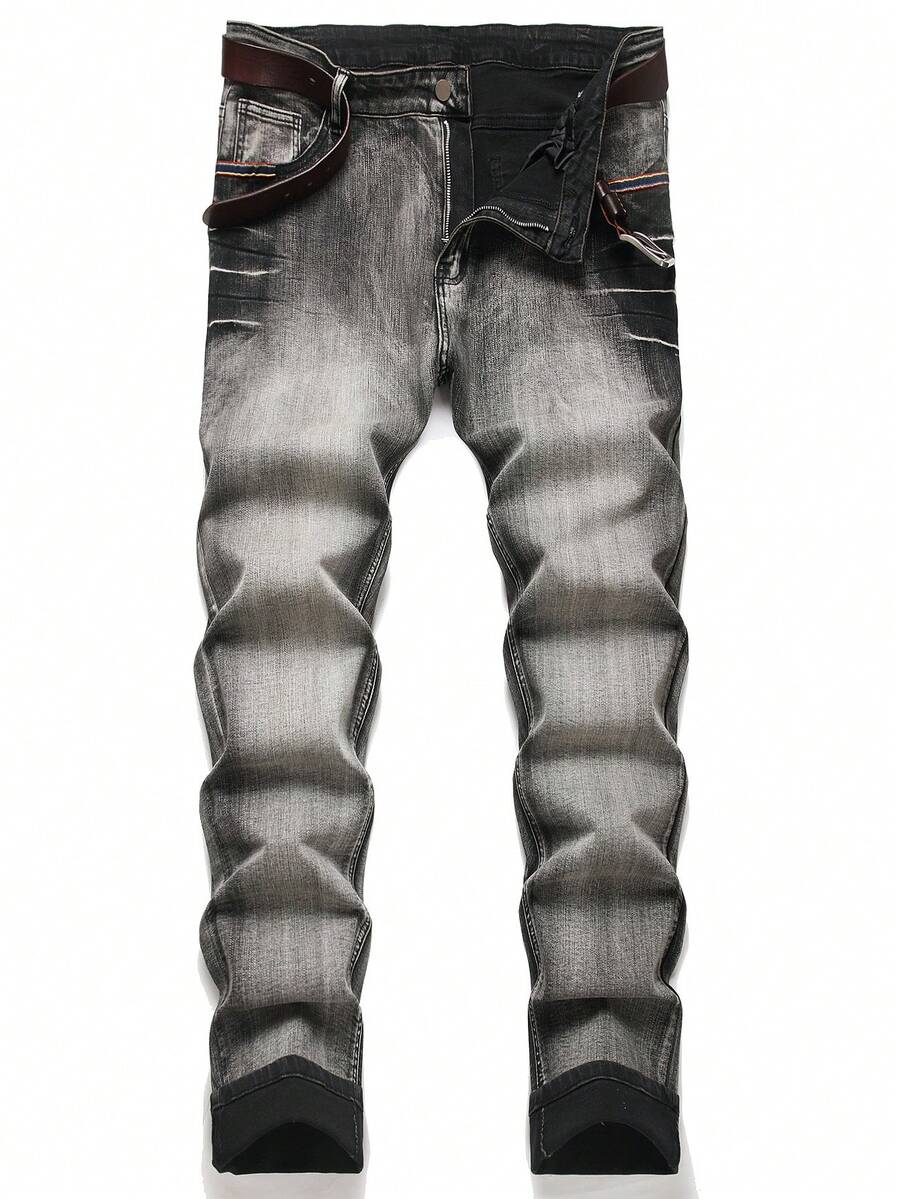 Men's Jeans Stretch Fit Slim Fit Grey Denim Regular Fit Fashion Pants, 1XL-6XL Plus Size Comfortable Jeans - 灰色 - 查看 1